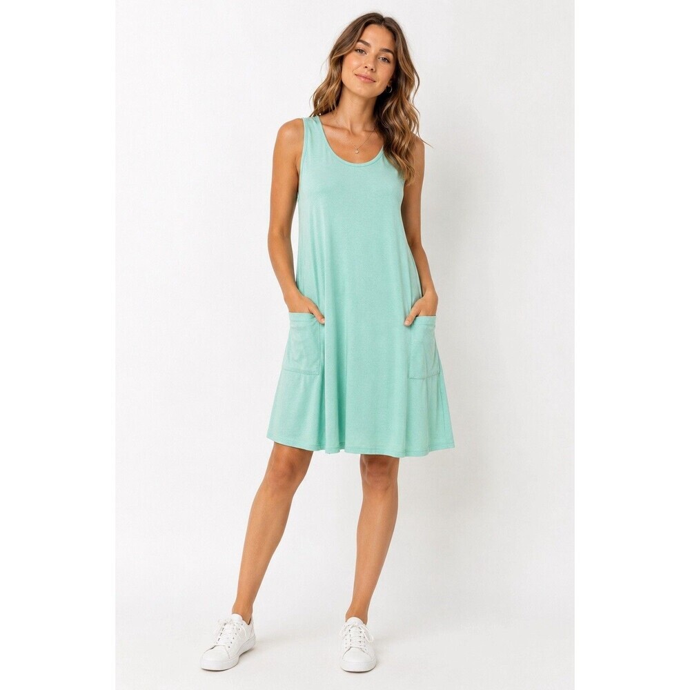 BKRIVE Mint Green Sleeveless Pocket Swing Dress Women’s Small Soft Stretch NWT
